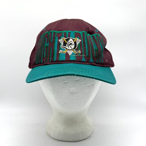 Vintage Mighty Ducks Starter Snapback Hat Spellout Purple Teal The Classic - Picture 1 of 11